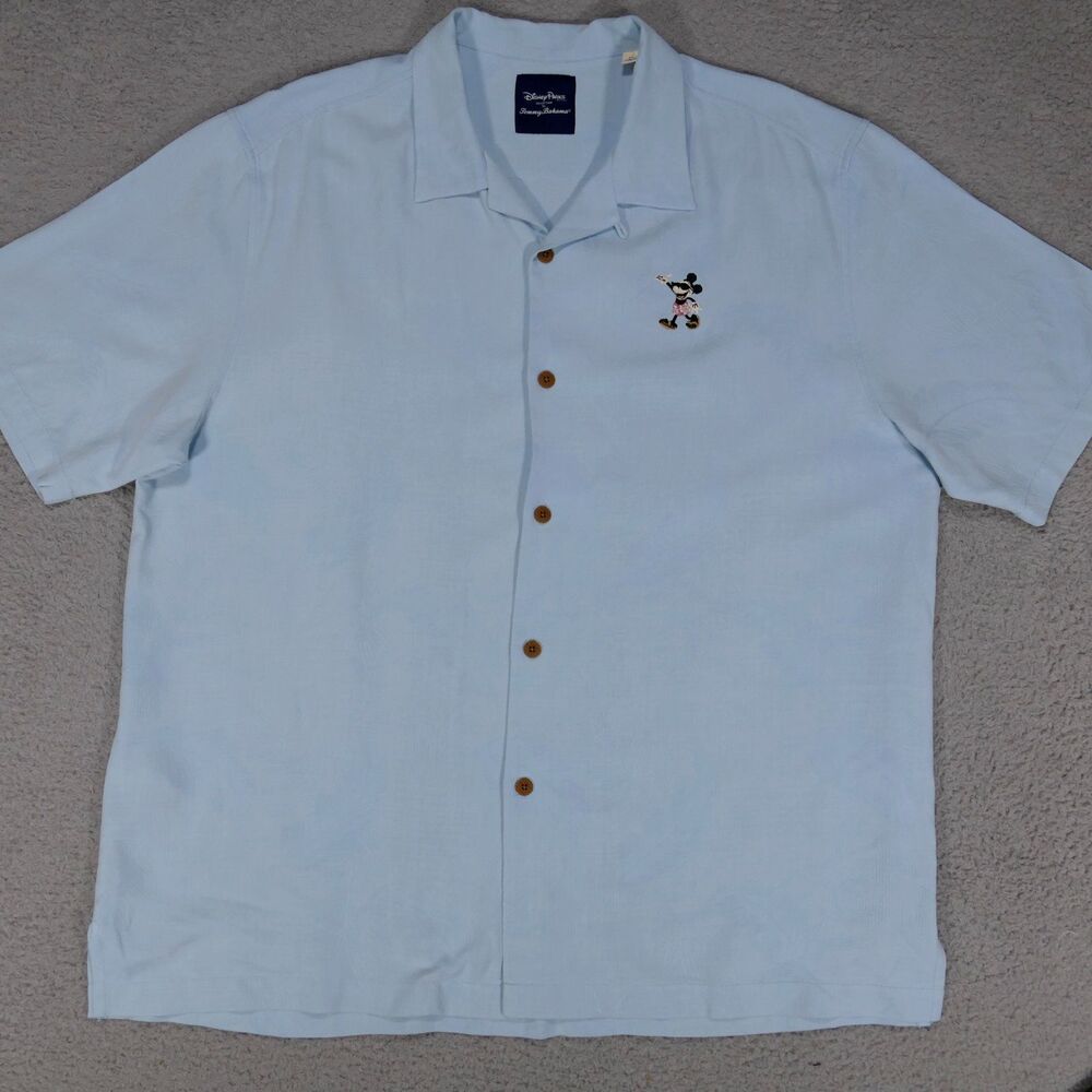 Tommy Bahama Disney Mickey Mouse Silk Camp Shirt Blue Embroidered Mens XL - Picture 7 of 13